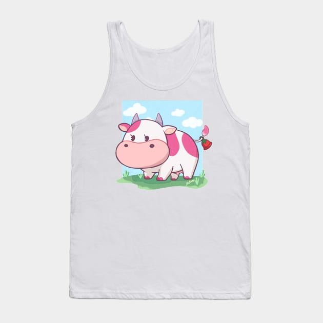 Strawberry Cow Tank Top by Art By Ridley